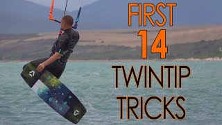 First 14 Tricks for Kiteboarders hooked in twintip light wind skills [upl. by Immak]