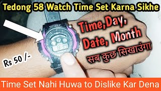 WR30M watch set timeTeDong 58 watch Set timeTeDong 58 Watch Full Setting TutorialMm 588 Set time [upl. by Grodin568]