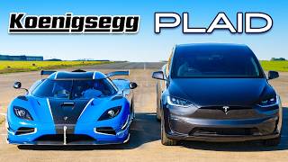 Кто победит в заезде Koenigsegg или же Model X Plaid [upl. by Naget]