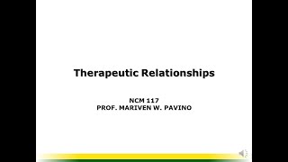 PSYCHIATRIC NURSING Therapeutic Relationships [upl. by Nager]