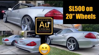 MercedesBenz SL500 20” Wheels 20x105 SideBySide [upl. by Initsed]