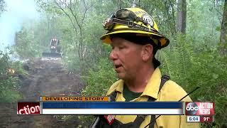 Brooker Creek Preserve closed as crews fight brush fire [upl. by Ylatan863]