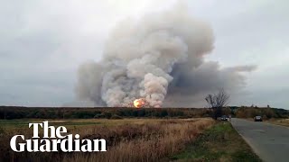 Russia explosion 2000 villagers evacuated after blast and fire at munitions depot [upl. by Elicec]