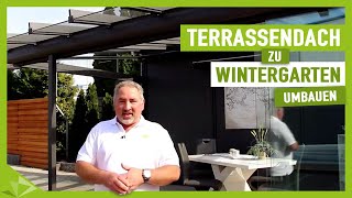 Terrassenüberdachung zum Wintergarten erweitern  Ambitop Terrassendach [upl. by Jankell]