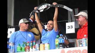 Acme Oyster Eating Championship in New Orleans winner slurps 33 dozen oysters [upl. by Nnylharas293]