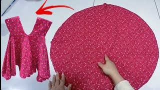 Summer dress sewing tutorial with only one circle👗😉 [upl. by Yerocaj705]