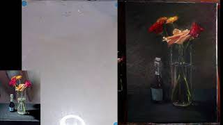 FULL OIL PAINTING WITH THE WORST OIL PIGMENTS ALLA PRIMA OIL PAINTING FLOWERS [upl. by Sardse]