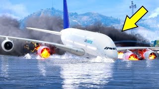 Russian Airbus Emergency Landing On Water Due To Engine Explosion Gtav [upl. by Moncear47]