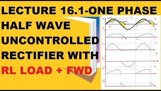 Lecture 161  One phase half wave uncontrolled rectifier having RL load with freewheeling diode [upl. by Akin624]