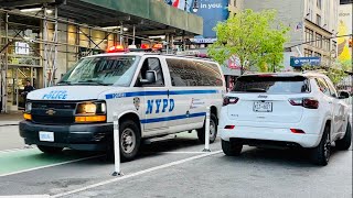 GET OUT OF THE WAY  NYPD VAN RESPONDING AGAINST TRAFFIC USING PA SYSTEM WARNING EVERYONE [upl. by Krilov695]