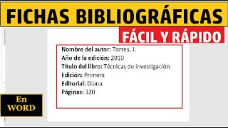 CÓMO HACER FICHAS BIBLIOGRÁFICAS EN WORD SEGÚN NORMAS APA SÉPTIMA EDICIÓN 7ma  MUESTRO EJEMPLO [upl. by Tannen795]