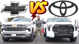 2024 Chevy Silverado vs 2024 Toyota Tundra Does Japan Build A Better Truck [upl. by Kcirtemed784]