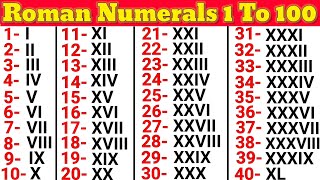 Roman Numerals 1 to 100  Learn Roman Numbers 1 to 100  Roman Numbers 1 to 100  Roman numbers [upl. by Terrena]