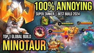 MINOTAUR BEST BUILD 2024 BUILD TOP 1 GLOBAL MINOTAUR GAMEPLAY  MOBILE LEGENDS✓ [upl. by Colier]