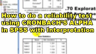 How to Test for Reliability Cronbachs Alpha [upl. by Ackler88]