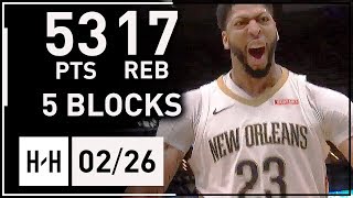 Anthony Davis MVP Full Highlights vs Suns 20180226  53 Points 17 Reb 5 Blocks EPIC [upl. by Zenia]