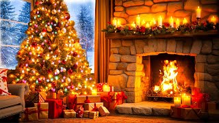 Cozy Fireplace Christmas Tree 🎄 Beautiful Christmas Music With Fireplace 🔥 Warm Christmas Fireplace [upl. by Nylhsoj584]