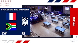 Table 2 France v South Africa  Seniors  2024 BI World Blackball Championship Bridlington Spa [upl. by Heins]