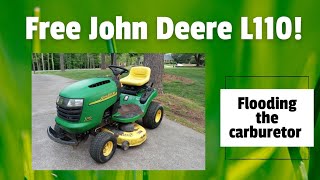 Free John Deere L110 Riding Mower What will it take to get it going again flooding out [upl. by Anayra]