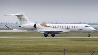 Bombardier Aerospace Global 7500 Arriving and Departing Calgary Airport [upl. by Liamsi]