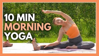 10 min Morning Yoga  Gentle Beginner Yoga Stretch NO PROPS [upl. by Tound707]