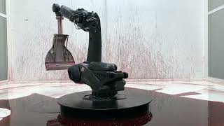 industrial robot continuously sweeps bloodlike fluid in sun yuan  peng yus cant help myself [upl. by Lory834]