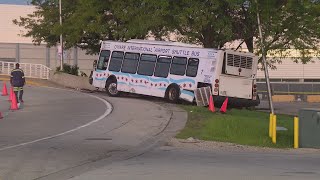 Shuttle bus driver 80 critical after crash at OHare Airport [upl. by Akimrehs]