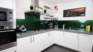 Glass Kitchen Splashback measuring design installation CreoGlass 01923 947 454 [upl. by Adnorat]