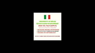 University of Milan Bicocca DSU Scholarship 202425 Italy Applyscholarship italy education [upl. by Cirre580]