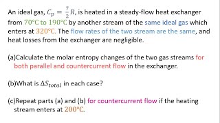 An ideal gas 𝐶𝑝72 𝑅 is heated in a steadyflow heat exchanger from 70℃ to 190℃ Rasayanist [upl. by Fairleigh]