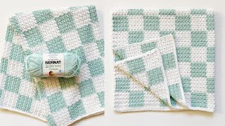 How to Crochet the Griddle Stitch Checkerboard Baby Blanket [upl. by Carson459]