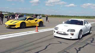 1300HP Toyota Supra Turbo vs Ferrari 488 Pista [upl. by Saunders]