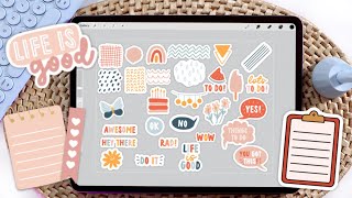 How to Make Digital Stickers on the iPad  My Process for Creating in Procreate  FREE Stickers [upl. by Joachima587]