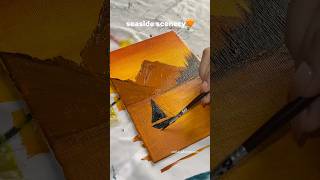 seaside scenery acrylic painting🧡  new challenge  artfuladornments sunsetlandscape artvlog [upl. by Pulcheria]