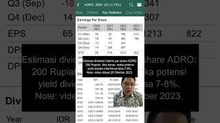 Potensi Cuan Dividen Interim Saham ADRO 2023 [upl. by Aehtela308]