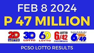 Lotto Result February 8 2024 9pm PCSO [upl. by Haraj]