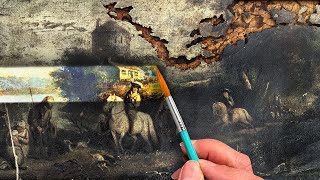 How An Attic Find Oil Painting Is Professionally Restored [upl. by Nylaj103]