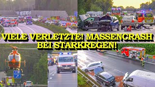 MASSENCRASH BEI STARKREGEN AUF A2  SCHWERES UNWETTER FORDERT VIELE VERLETZTE  GROSSEINSATZ [upl. by De Witt]