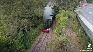 DE51674 WiehlAlperbrück Wiehltalbahn Dampflok Waldbröl mit Drohne aufgenommen [upl. by Giraud]