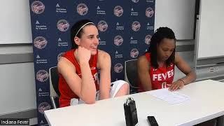 Indiana Fever Caitlin Clark Kelsey Mitchell Christie Sides press conference after win vs Wings [upl. by Crudden]