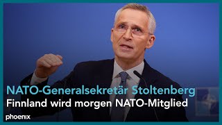 Jens Stoltenberg vor dem NATOAußenministertreffen [upl. by Llerdnad]