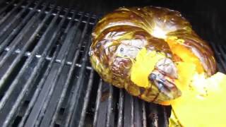 Grilling a Jarrahdale Pumpkin on a Weber Summit Grill [upl. by Nyrat]