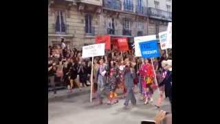 Chanel SS15 quotFEMINISMquot Protest By Fashion Models [upl. by Ekez]