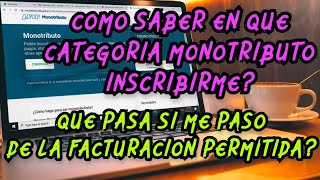 EN QUE CATEGORIA DE MONOTRIBUTO ME INSCRIBO QUE PASA SI ME PASO DE LA FACTURACION [upl. by Audre]