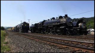 Union Pacific 844 meets Southern Pacific 2472 and Old 3 Three steamer meet [upl. by Reeva92]