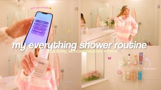 MY EVERYTHING SHOWER ROUTINE🎀🫧 body care haircare skincare  more [upl. by Airretnahs]