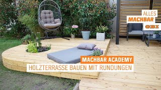 Holzterrasse bauen mit Rundungen  OBI [upl. by Ybreh]