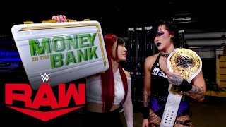 “Ms Money in the Bank” IYO SKY confronts Rhea Ripley Raw highlights July 3 2023 [upl. by Ahsieyk]