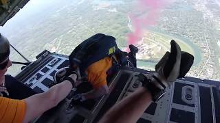 WOW Navy SEALS Insane Parachute Jump into Football Stadium O [upl. by Yelram614]