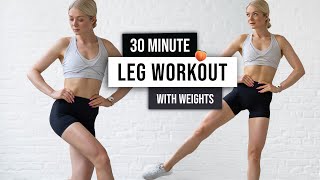 30 MIN LEG WORKOUT  Lower Body GLUTES and THIGHS  With Weights Home Workout [upl. by Onitram]